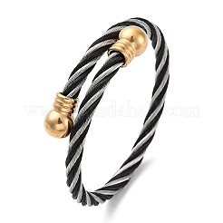 女性用304ステンレススチールトルクバングル  イオンプレーティング（ip）  ミックスカラー  5/8インチ（1.7cm）  内径：2-1/4インチ（5.6x5.55cm）&nbsp;BJEW-P310-20MC