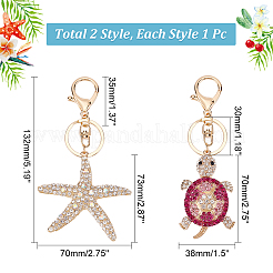 2шт 2 стиля цветной брелок с подвеской из страз KEYC-WR0001-37