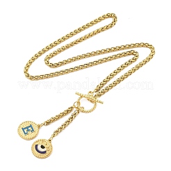 Collar con colgante de letra y ojo de acero inoxidable 304 con baño de iones (IP) y esmalte azul cielo&nbsp;STAS-Z102-01G-E