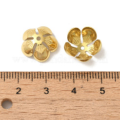 304ステンレススチールビーズキャップ  5  - 花びらの花  ゴールドカラー  13.5x6mm  穴：1.2mm&nbsp;STAS-P363-04B-G