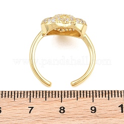 Anelli aperti a bracciale in ottone a forma di cuore con micro pavé di zirconi cubici per donna&nbsp;CU-CBA0A21-01G-02