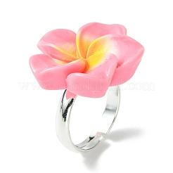 Кольцо на палец из смолы с цветком плюмерии RJEW-JR00640