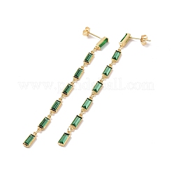 Rechteckige Ohrstecker mit Zirkonia&nbsp;EJEW-P206-03G