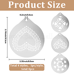 4 шт. 4 стиля формы для кофе латте из нержавеющей стали 304&nbsp;AJEW-GF0012-40B