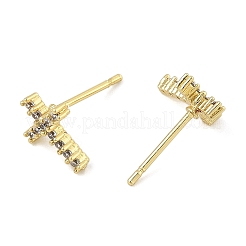 Messing Micro Pave klare Zirkonia Ohrstecker&nbsp;EJEW-R016-26G-18