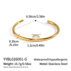 Bracciali rigidi aperti da donna in acciaio inossidabile 304 con pavé di zirconi cubici trasparenti a forma di occhio di cavallo.&nbsp;SQ6619-1