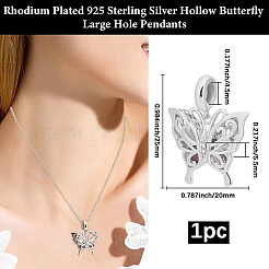 1 шт. 925 европейских подвески из стерлингового серебра с родиевым покрытием&nbsp;STER-BBC0008-18