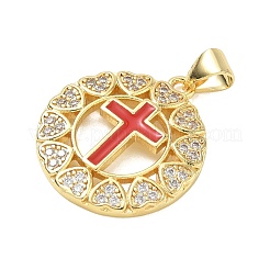 Colgantes religiosos con cruz de latón y circonitas cúbicas transparentes micro pavé&nbsp;CU-CBA83A6-03C-G03