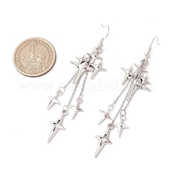 Латунные серьги с подвесками в виде звезд EJEW-JE06349