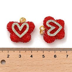 Подвеска в форме бабочки из смолы и стразов в форме сердца&nbsp;KK-C037-15G