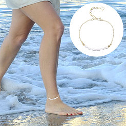 2 шт. пластиковые браслеты на ногу с бусинами из риса и имитацией жемчуга&nbsp;AJEW-CA0004-76G