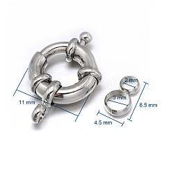 真鍮のスプリングリングの留め金  プラチナ  11x5mm  チューブベイル: 8.5x4.5x1.5mm  穴：2mm&nbsp;KK-L082B-01P