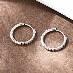 Boucles d'oreilles créoles en acier inoxydable 304 avec zircone cubique transparente&nbsp;EJEW-L307-05P