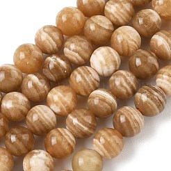 天然石方解石ビーズ連売り  スムーズなラウンド  砂茶色  8mm  穴：1mm  約52個/連  15.35''（39センチメートル）&nbsp;GG-CBA23C7-A01-8mm