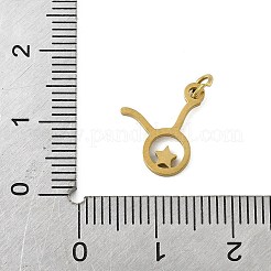 316lサージカルステンレスペンダント  星座チャーム  丸カン付き  ゴールドカラー  牡牛座  12x11.5x1.5mm  穴：2.5mm&nbsp;STAS-U058-01G-02