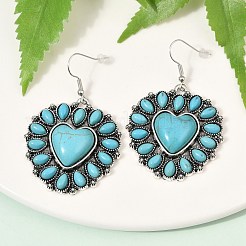 Серьги-подвески из искусственного сплава бирюзы для женщин&nbsp;EJEW-U053-11AS