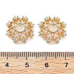 Колпачки для бусин из прозрачного кубического циркония из латуни&nbsp;KK-L222-007G