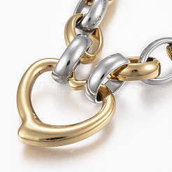 Двухцветные браслеты из нержавеющей стали 201 BJEW-F292-06GP