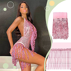 Spitzenbesatz mit Fransen aus Polyester&nbsp;DIY-WH0671-008F