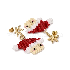 Серьги-гвоздики из латуни с изображением Санта-Клауса EJEW-MZ00498