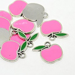 Яблоко античный серебряный тон эмали сплава подвески&nbsp;ENAM-N038-12A