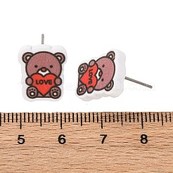 Деревянные серьги-гвоздики EJEW-M063-01G