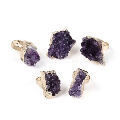 Природные палец кольца аметист&nbsp;RJEW-N053-01G