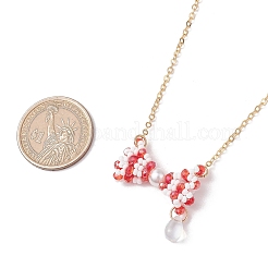 Collier pendentif en forme de nœud papillon en perles de verre&nbsp;NJEW-MZ00091-03