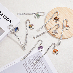 Плоская круглая форма с закладками из натуральных и синтетических драгоценных камней «Древо жизни» AJEW-FH00015