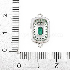 真鍮製マイクロパヴェキュービックジルコニアコネクターチャーム  矩形リンク  ラックめっき  長持ちメッキ  プラチナ  グリーン  19x10x4mm  穴：1.2mm&nbsp;CU-CBAAB9C-01P-01