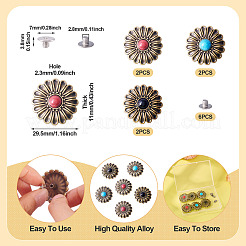 6шт 3-х цветный сплав хризантемы с декоративными заклепками из смолы BUTT-TA0001-30