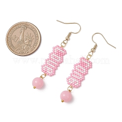 Серьги-подвески из стеклянных бусин ручной работы с надписью «любовь» EJEW-MZ00603