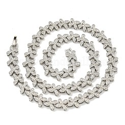 Ожерелья со звеньями-бабочками из латуни с покрытием из латуни и кубическим цирконием&nbsp;NJEW-A031-03P-05