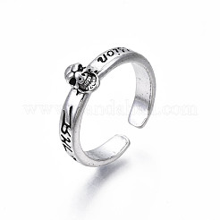 Anillo de puño abierto de calavera de aleación de halloween para mujer&nbsp;RJEW-T009-26AS