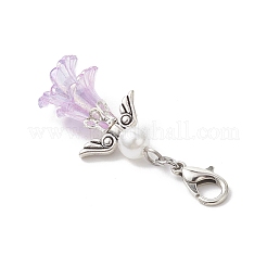 Подвески в виде цветка ангела из АБС-пластика с имитацией жемчуга и акрила HJEW-JM03615