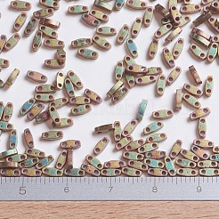 MIYUKIクォーターティラビーズ  日本製シードビーズ  2穴  （qtl2035)マットメタリックカーキアイリス  5x1.2x1.9mm  穴：0.8mm  約480PCS /ボトル  10 G /ボトル&nbsp;SEED-JP0008-QTL2035