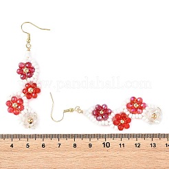 Pendientes colgantes con cuentas de semillas de vidrio en forma de flor&nbsp;EJEW-MZ00775-03