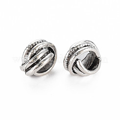 チベット風合金ヨーロピアンビーズ  カドミウムフリー＆鉛フリー  アンティークシルバー  12x10x8mm  穴：5mm  約530個/1000g&nbsp;TIBEB-N007-008