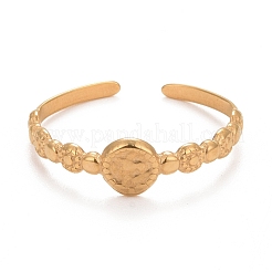 Bague de manchette plate ronde ouverte en acier inoxydable 304 avec placage ionique (IP) pour femme&nbsp;RJEW-C025-26G