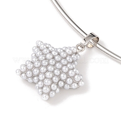 Латунное ожерелье с имитацией жемчуга АБС BJEW-Q350-05B-P