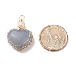 Подвески из натурального голубого авантюрина и пресноводного жемчуга PALLOY-JF01661-07