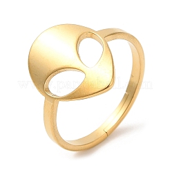 Ионное покрытие (IP) 304 нержавеющая сталь инопланетное лицо регулируемое кольцо для женщин&nbsp;RJEW-M149-13G