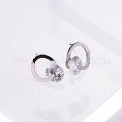 Серьги-гвоздики из нержавеющей стали с прозрачным кубическим цирконием ZH7800
