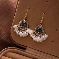 Серьги-люстры в виде цветка из сплава со стразами в богемном стиле FS-WG4647F-01