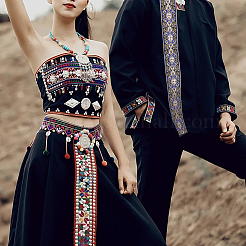 Вышивка полиэфирными лентами в этническом стиле OCOR-WH0070-04C