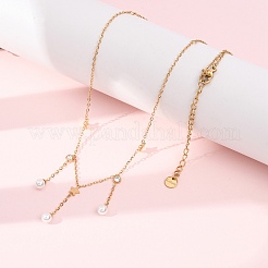 Collane con pendente in acciaio inossidabile 304 e strass di cristallo per donna&nbsp;NJEW-F378-01G-04