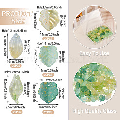 100 Stück 5 Stile Glas- und Goldfolienanhänger&nbsp;GLAA-TA0004-01