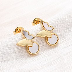 Серьги-гвоздики из латуни в форме ракушки-бабочки&nbsp;KK-D363-22G