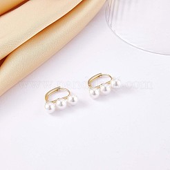 Серьги-кольца с тройным жемчугом и ракушками JE1001A