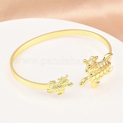 Bracelets manchettes en laiton avec organismes marins pour femmes&nbsp;BJEW-D368-03L-G